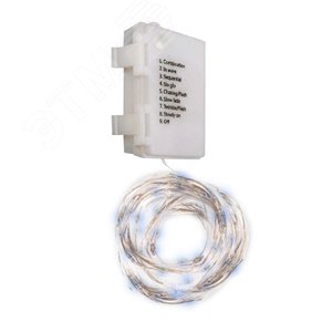 Гирлянда светодиодная Роса DC-G03-120W, 120 белый microLED, 12.1 м., 8 режимов, 3xAA ФAZA - фото 1