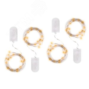 Гирлянда светодиодная Роса DC-G05-20YS4, комплект 4 штук, желтый 20 LED, 2xCR2032 - фото 1