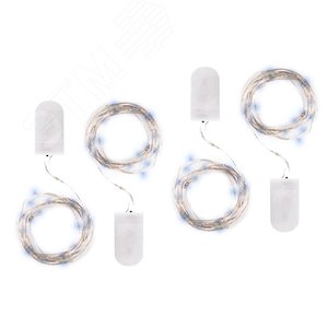 Гирлянда светодиодная Роса DC-G05-20WS4, комплект 4 штук, белый, 20 LED, 2xCR2032 - фото 1