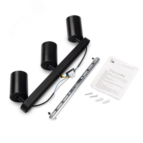 Светильник светодиодный ДПО 3xGU10 без ламп круглый черный корпус - фото 2