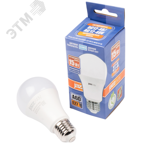 Изображение товара Лампа светодиодная LED 15Вт A60 E27 6500K низковольтная 12-48V (шт)