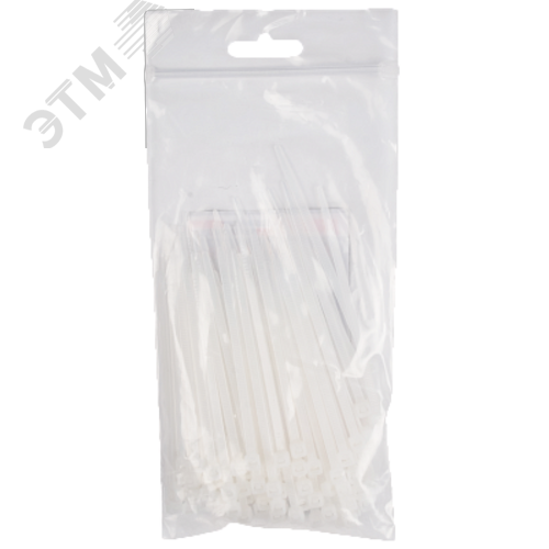 Стяжка кабельная (Хомут) 2,5x200-100WH PA6.6 белая (100 шт/уп) Jazzway - фото 2