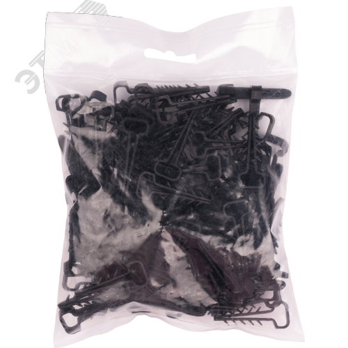 Изображение товара Дюбель-хомут для плоского кабеля черный PCD-F 06x12-45-100BL PA6.6 Jazzway (100 шт/уп) Jazzway (упак)