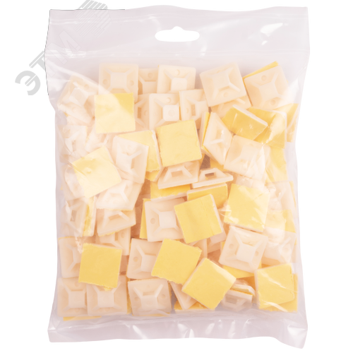 Площадка самоклеющаяся под хомуты 25х25 белая PA6.6 (100 шт/уп) Jazzway - фото 3