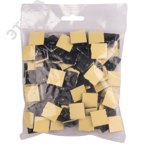 Площадка самоклеющаяся под хомуты 20х20 черная PA6.6 (100 шт/уп) Jazzway - фото 3