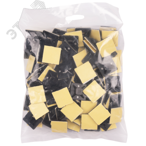 Площадка самоклеющаяся под хомуты 25х25 черная PA6.6 (100 шт/уп) Jazzway - фото 3