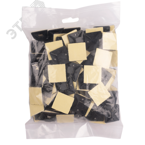 Площадка самоклеющаяся под хомуты 30х30 черная PA6.6 (100 шт/уп) Jazzway - фото 3