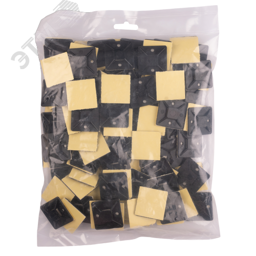 Площадка самоклеющаяся под хомуты 40х40 черная PA6.6 (100 шт/уп) Jazzway - фото 3