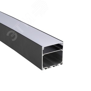 Изображение товара Профиль для светодиодной ленты PAL 5050-BLACK (комплект) накладной 2 м анод.с подвесом (шт)