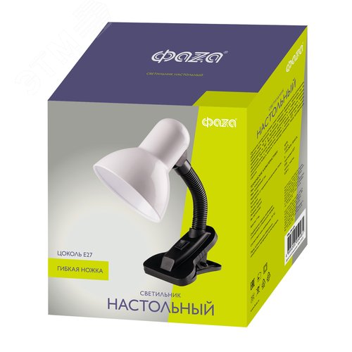 Светильник светодиодный настольный TBL-04, Е27 на прищепке белый ФАZА - фото 6