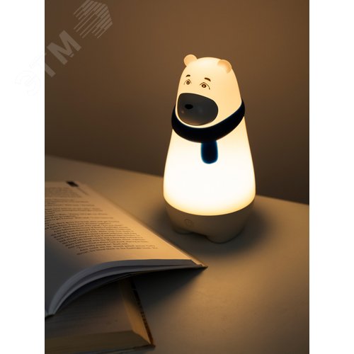 СВЕТИЛЬНИК настольный аккумуляторный светодиодный МИШКА синий - фото 3