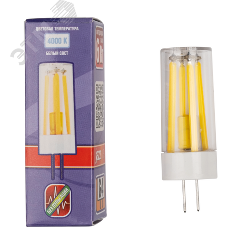 Лампа светодиодная филаментная LED G4 PRO 6w 4000K белый 500Lm 230V - фото 3