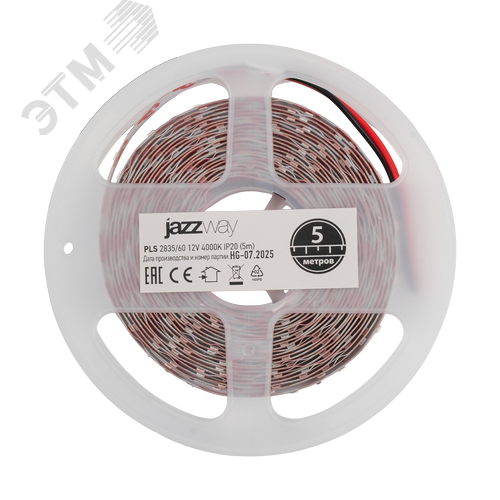 Лента светодиодная 6Вт/м 12В 4000К белый IP20 60 LED/м 5м JazzWay - фото 1