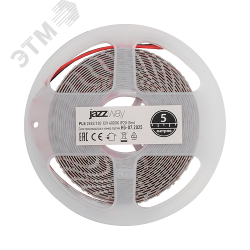 Лента светодиодная 12Вт/м 12В 4000К белый IP20 120 LED/м 5м JazzWay - фото 1