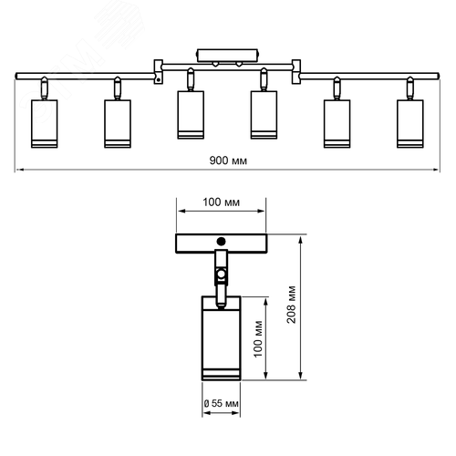 Светильник декоративный ДПО 0306 6xGU10 черный 230V IP20 JazzWay - фото 11