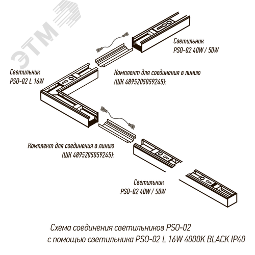 Светильник светодиодный ДПО-02L 16W 4000K 1600Лм BLACK L-обр. для реечных потолков IP40 Jazzway - фото 12
