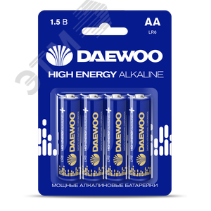 Элемент питания LR 6 (AA) DAEWOO High Energy Alkaline блистер, 4 шт. - фото 1
