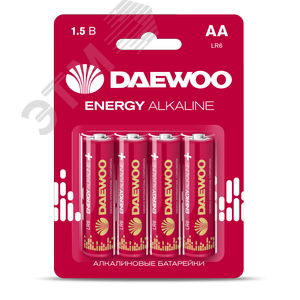 Изображение товара Элемент питания LR03 (AAА) DAEWOO Energy Alkaline блистер, 4 шт. (упак)