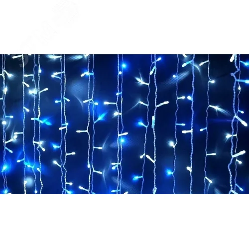 Электрогирлянда Занавес внутренний 625 микроламп 2.5х1.5 м синяя - фото 2