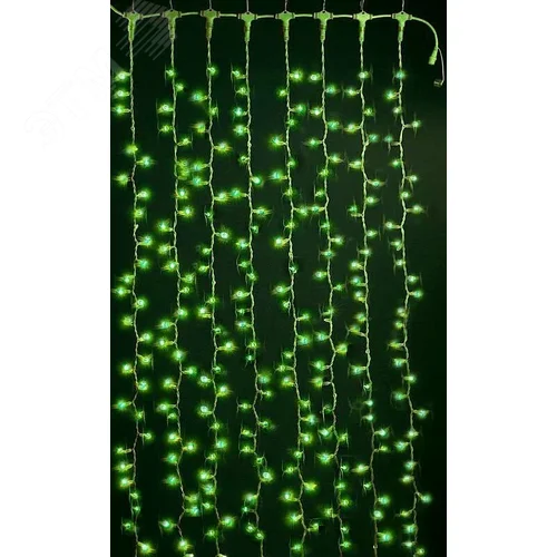 Электрогирлянда Занавес внутренний 625 микроламп 2.5х1.5 м зеленая - фото 2