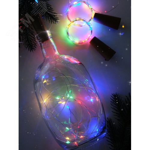 Комплект из 2-х гирлянд Пробки для внутренних помещений IP20 DC-G04-20MS2 мультицветные 20 LED 3xAG13 - фото 4