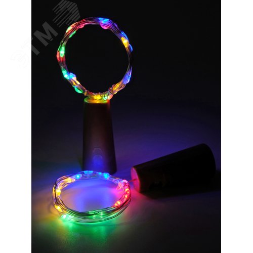 Комплект из 2-х гирлянд Пробки для внутренних помещений IP20 DC-G04-20MS2 мультицветные 20 LED 3xAG13 - фото 5