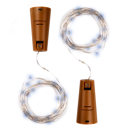 Комплект из 2-х гирлянд Пробки для внутренних помещений IP20 DC-G04-20WS2 белый свет 20 LED 3xAG13 - фото 1