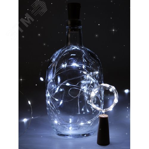 Комплект из 2-х гирлянд Пробки для внутренних помещений IP20 DC-G04-20WS2 белый свет 20 LED 3xAG13 - фото 4