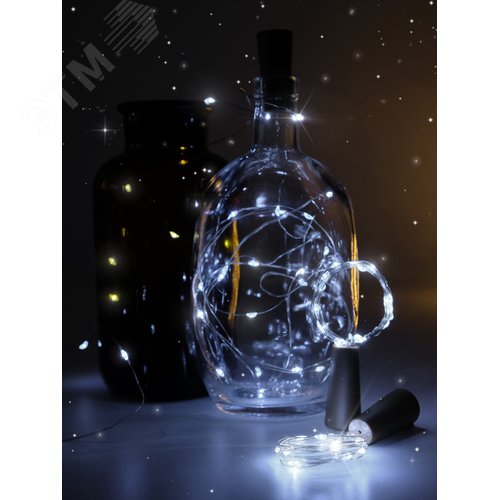 Комплект из 2-х гирлянд Пробки для внутренних помещений IP20 DC-G04-20WS2 белый свет 20 LED 3xAG13 - фото 6