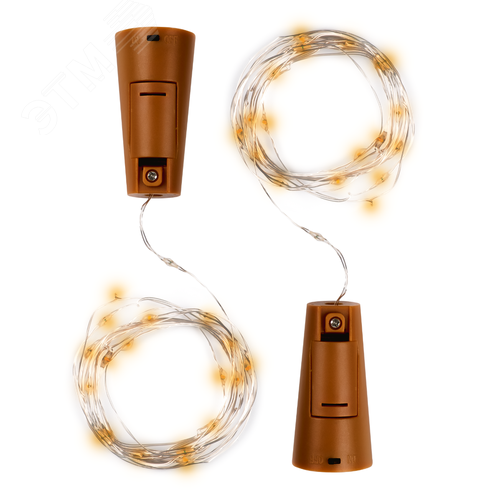 Комплект из 2-х гирлянд Пробки для внутренних помещений IP20 DC-G04-20YS2 желтый свет 20 LED 3xAG13 - фото 1