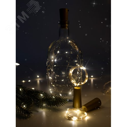 Комплект из 2-х гирлянд Пробки для внутренних помещений IP20 DC-G04-20YS2 желтый свет 20 LED 3xAG13 - фото 4