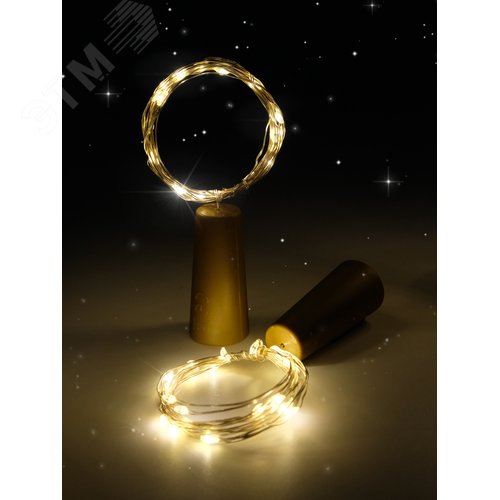 Комплект из 2-х гирлянд Пробки для внутренних помещений IP20 DC-G04-20YS2 желтый свет 20 LED 3xAG13 - фото 5