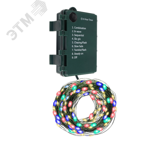 Гирлянда-роса уличная питание от батареек DC-G06-120M 120 мультицветная microLED 12.1 м 8 режимов 3xAA - фото 1