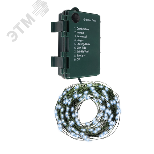 Гирлянда-роса уличная питание от батареек DC-G06-120W 120 белый свет microLED, 12.1 м 8 режимов 3xAA - фото 1