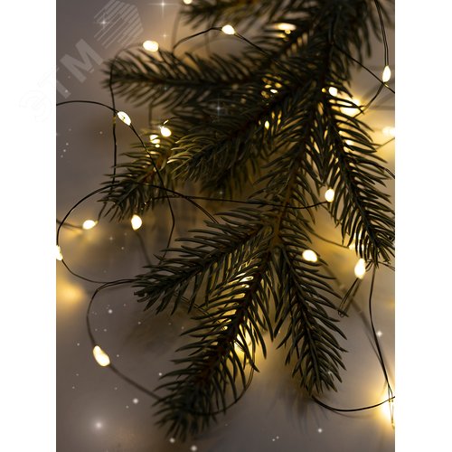 Гирлянда-роса уличная питание от батареек DC-G06-120Y 120 желтый свет microLED 12.1 м 8 режимов 3xAA - фото 7