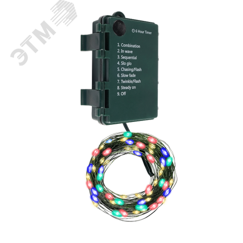 Гирлянда-роса уличная питание от батареек DC-G06-50M50 мультицвет microLED, 5.1 м, 8 режимов 3xAA - фото 1