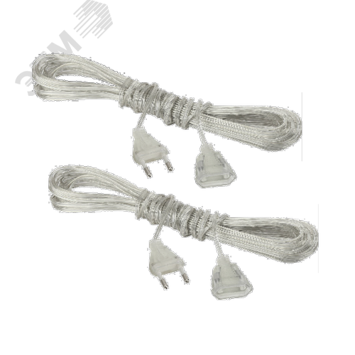 Изображение товара Комплект из 2-х удлинителей для светодиодных гирлянд, прозрачные 3 м (шт)