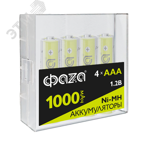 Изображение товара Аккумулятор Никель-Металлогидридные AAA 1000мАч Ni-MH Box-4 ФАZА (шт)