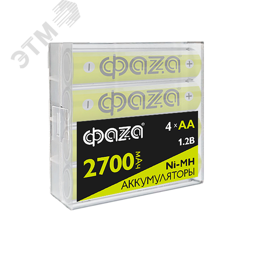Изображение товара Аккумулятор Никель-Металлогидридные AA 2700мАч Ni-MH Box-4 ФАZА (шт)