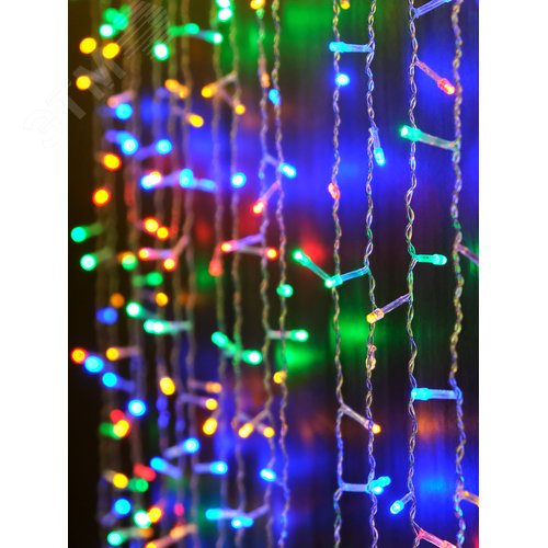 Электрогирлянда занавес,110Х150, 250 разноцветных светодиодов, 8режимов, IP20, LDCL250C-M - фото 2
