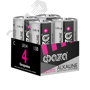 Элементы питания алкалиновые LR14 (C) ФАZА Alkaline (4 шт. в упаковке)