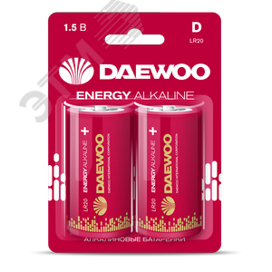 Изображение товара Элемент питания LR20 DAEWOO Energy Alkaline блистер, 2 шт. (упак)