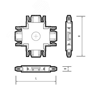 Коннектор черный X-обр. MTR16 CX-BL к низковольтному шинопроводу - фото 2