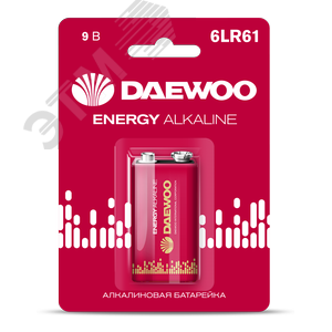 Изображение товара Элемент питания 6F22 9V DAEWOO солевая Energy Alkaline блистер, 1 шт. (шт)