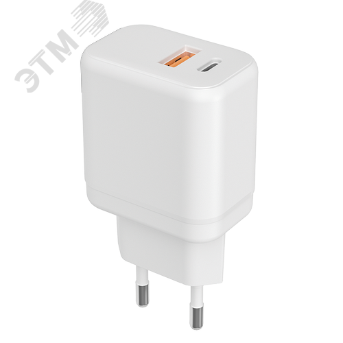 Изображение товара Зарядное устройство сетевое (адаптер к кабелю USB) белый 20 Вт 2 разъема USB-A Type-C ФАZА (шт)