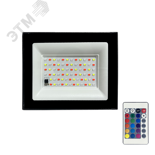 Изображение товара Прожектор светодиодный LED ДО PFL-30W RGB-RC черный IP65 (шт)