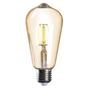 Лампа светодиодная LED 6Вт Е27 теплый золотая прозрачная ST64