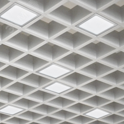 Светильник светодиодный ДВО 089/G OPAL 42W 4000K GREY IP40 /комплект/ 3480 Лм Грильято 100х100мм Домино - фото 5