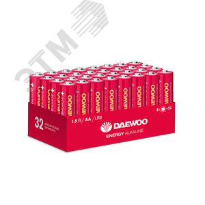 Элемент питания LR 6 (AA) DAEWOO Energy Alkaline, упаковка 32 шт. - фото 1