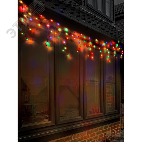 Светодиодная электрогирлянда Бахрома 100 мульти LED, 2х0,55м, IP44, соединяемая, Jazzway - фото 2